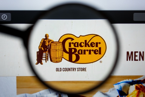 Old Cracker Barrel logo under magnifying glass