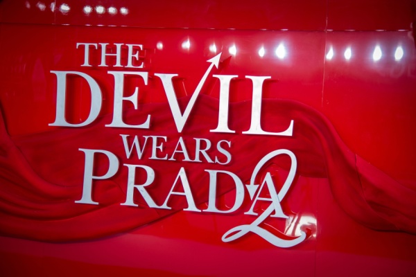 The Devil Wears Prada 2 red carpet backdrop at London premiere