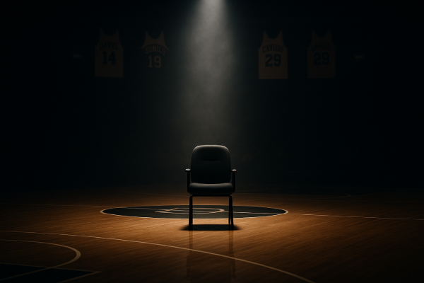 Empty chair on basketball court