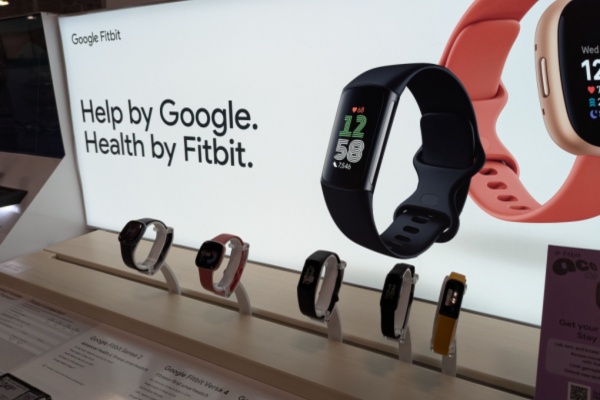 Google store display of Fitbit health watches