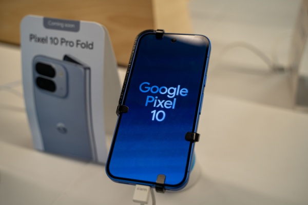 Google Pixel 10 smartphone on display
