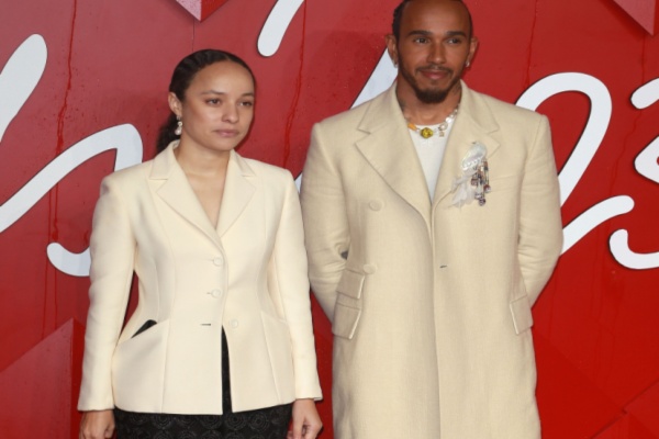 Designer Grace Wales Bonner with Lewis Hamilton