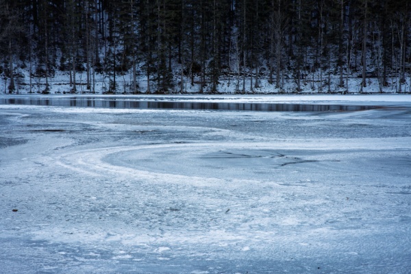Ice Ring/Swirl on frozen lake in Slovenia