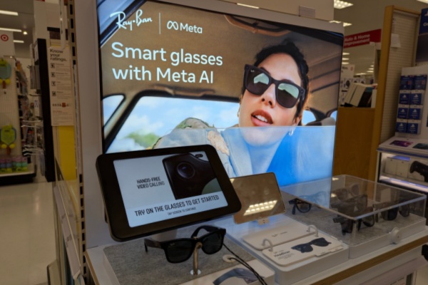 Meta Ray Ban Smart Glasses on display in Meta store