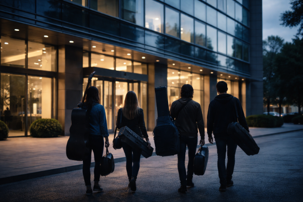 Musicians Walking Away