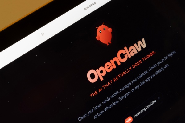 Computer screen showing OpenClaw logo and homescreen