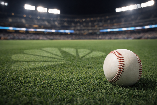 Baseball on grass with NBC logo